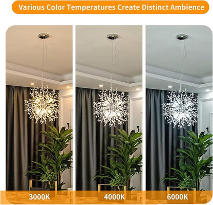 CM MZY Modern Crystal Chandeliers Firework, 8-Light Chrome Dandelion Sputnik Ceiling Light Fixtures, Sputnik Chandelier for Bedroom Living Room Dining Room Kitchen Island Hallway