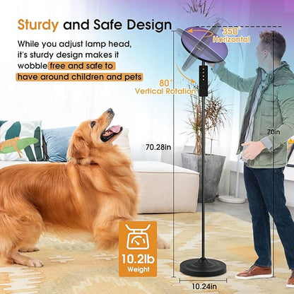 hanaking 30W/2600LM Bright Floor Lamp with Remote Control, RGB Color Changing Torchiere Floor Lamp, Stepless Adjust Color Temperatures and Brightness for Bedroom and Play Room