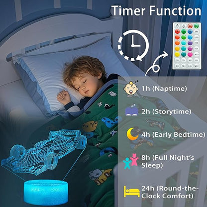 F1 Car Gifts for Boy, Formula One Night Light with Remote Control, 16 Colors Changing, RGB Flashing Mode and Dimmable, Sport Race Car Gifts for Boys Christmas Decor