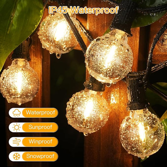 Ollny 50FT Outdoor String Lights, Waterproof Connectable Shatterproof Patio Lights with 25+2 G40 Edison Bulbs Plug in，Outdoor Hanging Light for Backyard, Porch, Deck, Garden, 2700K