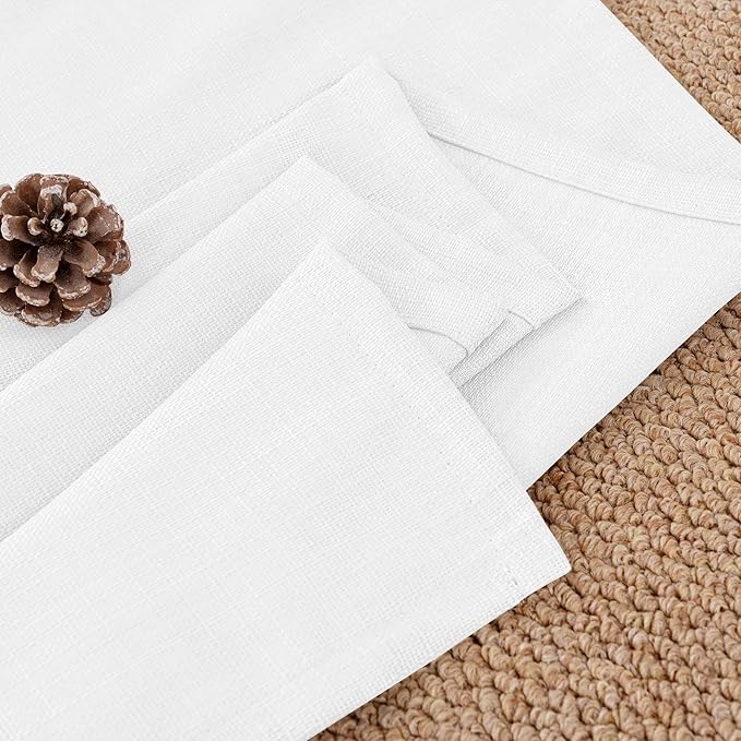 BGment Pure White Curtains 45 Inch Length 2 Panels Set for Bedroom, Grommet Thick Linen Look Burlap Textured Light Filtering Privacy Window Drapes for Farmhouse Living Room, 42 x 45 Inch
