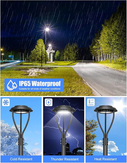 KUKUPPO 100W LED Post Top Light ETL Listed 14000Lm Adjustable CCT 3000K/4000K/5000K, Adjustable Wattage 100W/80W/60W Outdoor Pole Light Fixture with Photocell IP65 Waterproof AC100-277V