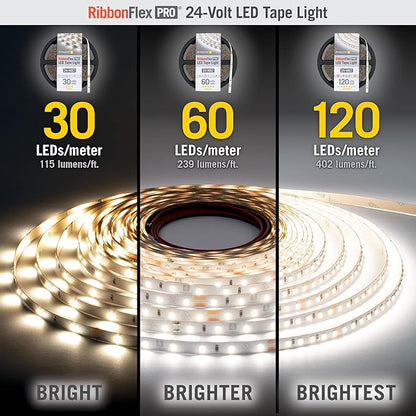 Armacost Lighting RibbonFlex Pro 24V White LED Strip Lights 30 LED/m, 4000K, 16.4 ft 154230