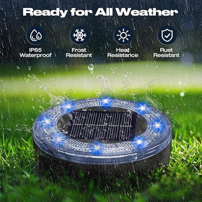 vighep Mini Solar Ground Lights, 12 Pack Solar Lights Outdoor Waterproof, Upgraded LED Flat Landscape Lighting for Outside Pathway Garden Patio Yard Driveway,Multi-Colored