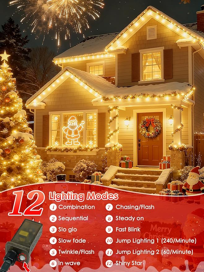 2026 New Voice Control Connectable 2PK 164FT 400LED Christmas String Lights Indoor Outdoor with Remote | Smart Twinkle Fairy String Lights 12 Modes & Timer for Xmas Tree Decor (Warm White)