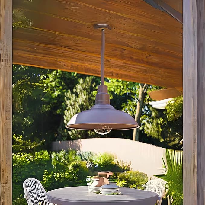 Mini Pendant Light, 10"" Vintage Farmhouse Decor Adjustable for Kitchen, Restaurant, Dining Room, Cafe, Patio, Entryway, Yard, Waterproof Pendant in Brown Finish, SHEL000056