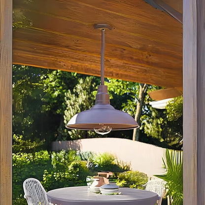Mini Pendant Light, 10"" Vintage Farmhouse Decor Adjustable for Kitchen, Restaurant, Dining Room, Cafe, Patio, Entryway, Yard, Waterproof Pendant in Brown Finish, SHEL000056