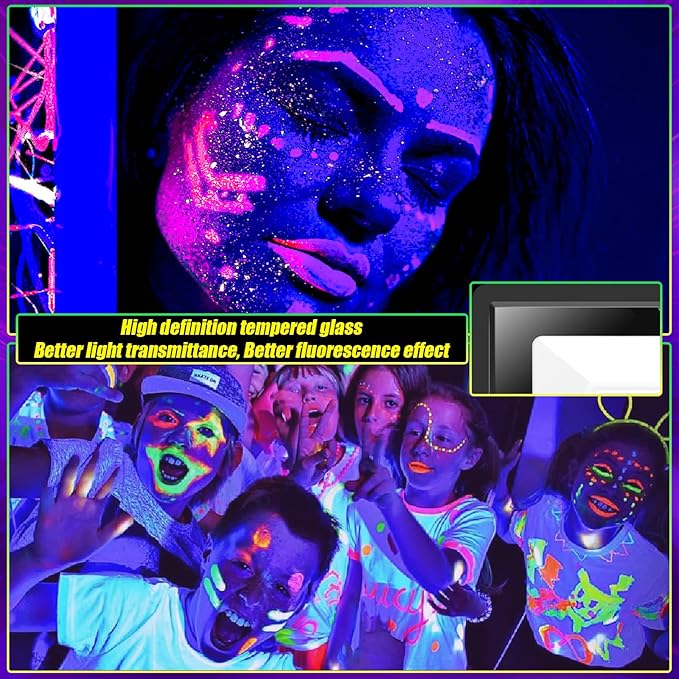 80W Black Light IP66 Waterproof Outdoor Flood Light with 6ft Cord+Plug+Switch, Blacklight Floodlight for Halloween Neon Glow in The Dark Fluorescent Poster Body Paint Bedroom 2 Pack