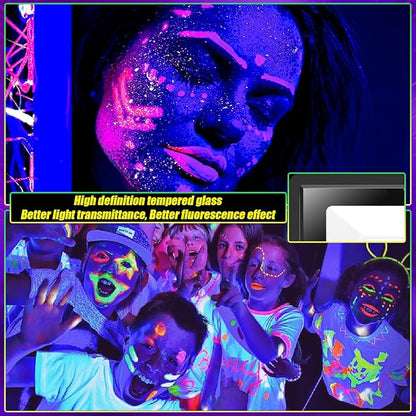 2 Pack 320W LED Black Light, Blacklight Flood Light with Plug & Switch, IP66 Waterproof Outdoor Blacklight Floodlight for Halloween Fluorescent Poster Body Paint Neon Glow in The Dark Stage Lighting