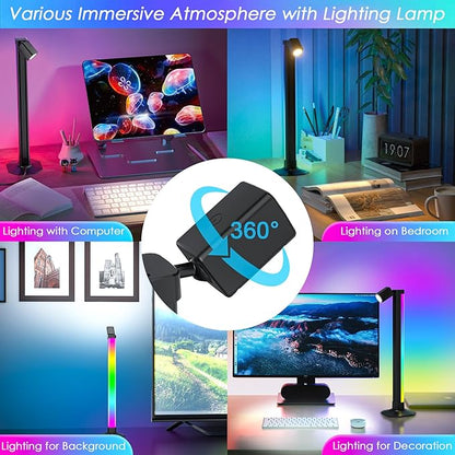 Smart Light Bar with Swivel Lamp, RGB LED Light Bar for Room, RGB & IC Ambient Backlight with 16 Million Colors, 213 Preset & 8 Scene Modes, Dynamic Music Sync, 3 Modes Control, for Gaming, Reading