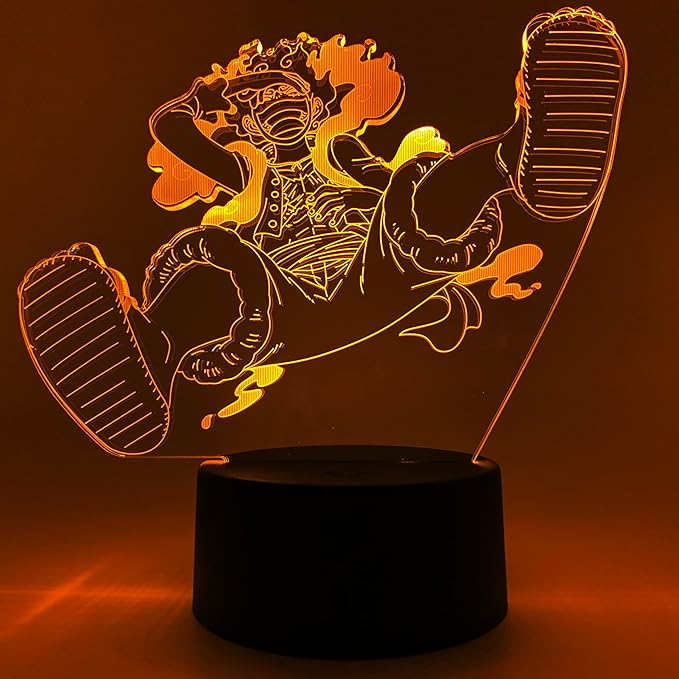 Otaku Lamps Luffy GEAR5 Laughing One Piece – Anime Lamp Figure Night Light, 16 Color RGB LED – 3D Anime Room Décor Gift for Otaku