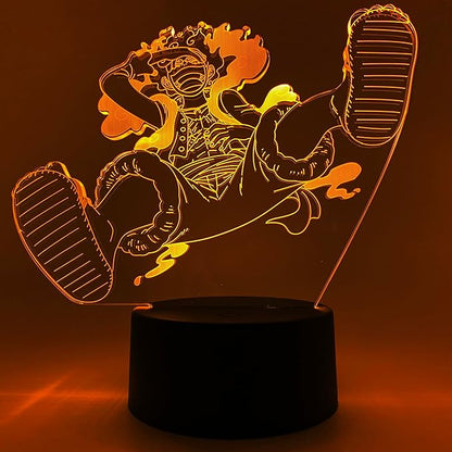 Otaku Lamps Luffy GEAR5 Laughing One Piece – Anime Lamp Figure Night Light, 16 Color RGB LED – 3D Anime Room Décor Gift for Otaku