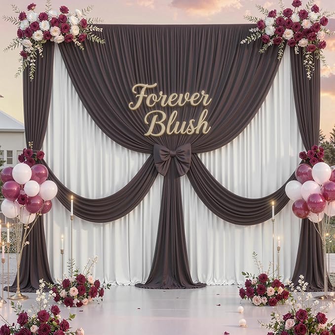 10 ft x 10 ft Wrinkle Free Brown Backdrop Curtain for Parties, Wedding Brown Photo Backdrop Drapes, Fabric 2 Panels 5x10ft for Baby Shower Photoshoot Engagement Birthday Photography Background