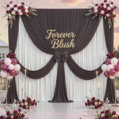 10 ft x 10 ft Wrinkle Free Brown Backdrop Curtain for Parties, Wedding Brown Photo Backdrop Drapes, Fabric 2 Panels 5x10ft for Baby Shower Photoshoot Engagement Birthday Photography Background
