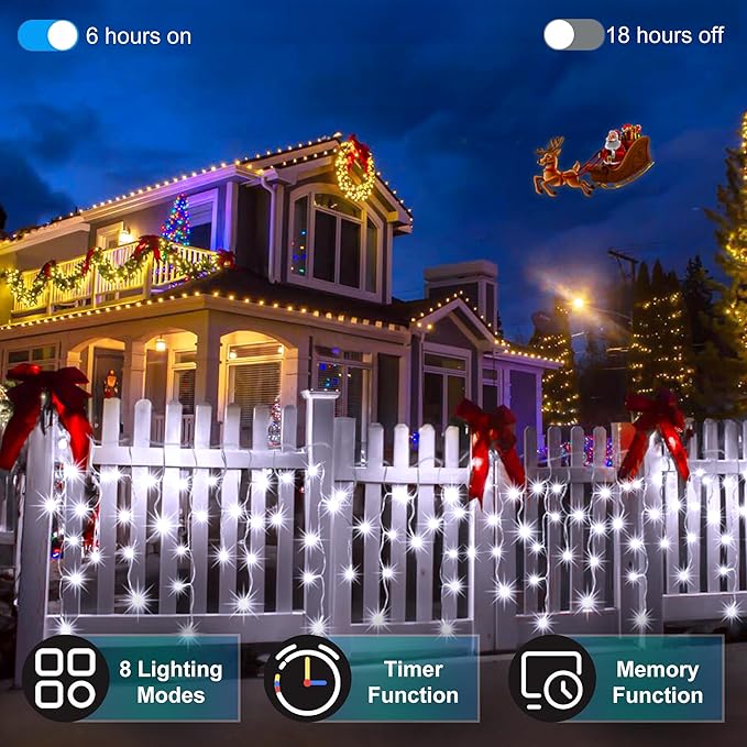1620 LED Christmas Outdoor Lights with 360 Drops, 164ft Hanging Curtain Lights with 8 Modes Timer & Memory, Waterproof Christmas Fairy Lighs for House Roof Holiday Wedding ChristmasDecor (Cool White)