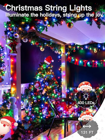 Guhope Christmas Lights 131FT 400 LED, Christmas Tree Light with 8 Lighting Modes, Outdoor Waterproof String Lights with Remote and Timer, Fairy Light for Holiday Decor (Multicolor)