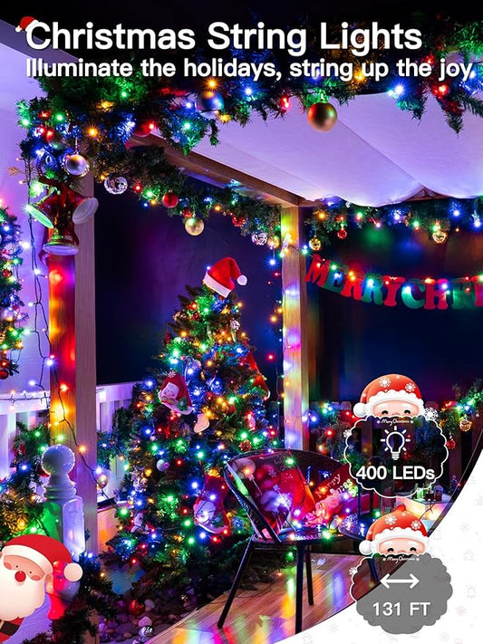 Guhope Christmas Lights 131FT 400 LED, Christmas Tree Light with 8 Lighting Modes, Outdoor Waterproof String Lights with Remote and Timer, Fairy Light for Holiday Decor (Multicolor)