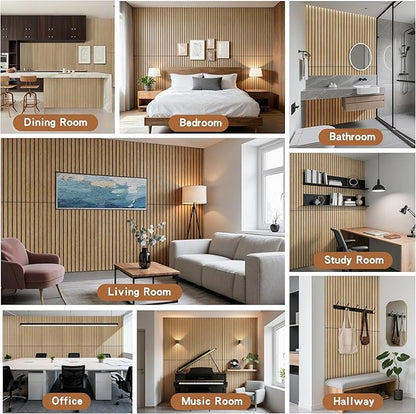 4 Pack Soundproof Wall Panels,Decorative Noise Dampening Panels,Sound Panels with Simulated Wood Grain Finish, 47.2”x23.6”,for Office,Home Theater,Studio,Living Room, Teak