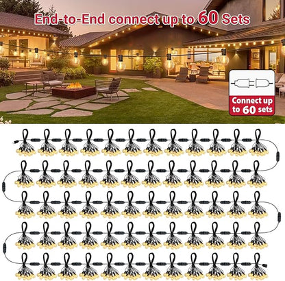 LAMPHOME LED Outdoor String Lights, 26FT Warm White Patio Lights with 12+1 Edison Shatterproof Bulbs, UL Waterproof Connectable Dimmable Hanging Lights for Backyard Porch Garden Deck Balcony Decor