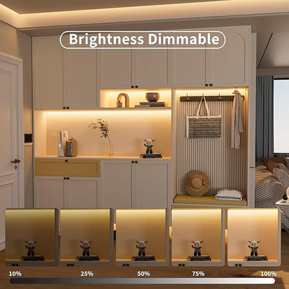 MIWISE COB LED Strip Light 32.8ft/10m,CRI 90+ Warm White 3000K High Lumen Dimmable Super Bright Flexible DC24V LED Tape Light with Controller/Dimmer,for Cabinet Home Office DIY Lighting Projects