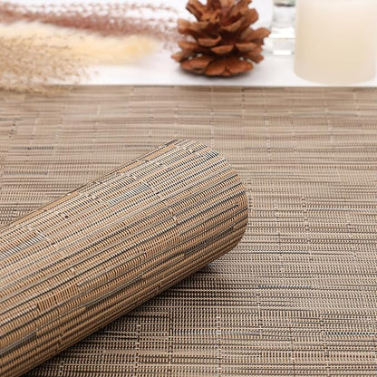 Myir JUN Table Runner, Vinyl Table Runner Indoor Arbitrarily Cropped Runner for Table Heatproof for Home Party (Light Brown, 12 x 94 inch)