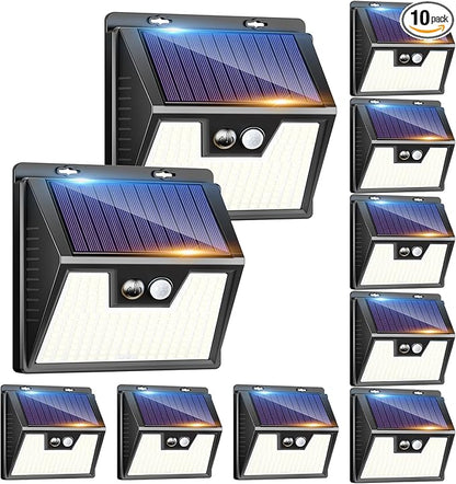 Peasur Solar Lights Outdoor [10 Pack], Solar Motion Sensor Outdoor Lights, Security Light 3 Working Modes, Waterproof for Outside Garden Yard Fence