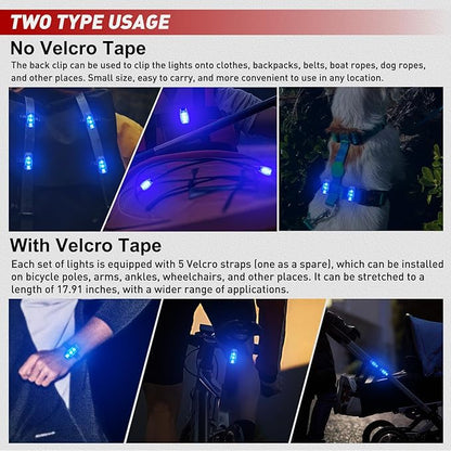 Nilight LED Safety Light 4PCS Blue Marine Navigation Bike Tail Lights Three Modes Waterproof Reflective Gear Clip On Flash Strobe Indicator Lamp for Night Boating Fishing Cycling Jogging