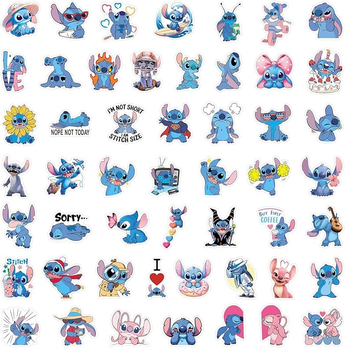50pcs Cartoon Stitch Stickers for Kids,Vinyl Waterproof Stitch Decal for Water Bottle Laptop Toy Sticker for DIY Decorate Bumper Phone Hard Hat Kids Teens Gifts (Stitch-880)