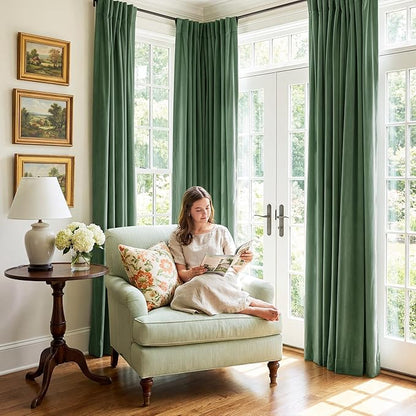 StangH Emerald Green Velvet Curtains Room Darkening Soft Drapes with Back Tab for Bedroom Living Room Home Theater Thermal Insulated Window Treatment Energy Efficient, 52x108 Inch, 2 Panels