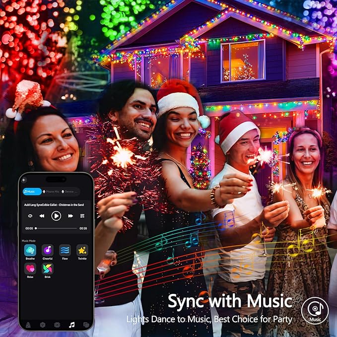 JMEXSUSS 100 LED Color Changing String Lights, 33ft Globe Red White and Blue Lights with Remote & APP, Clear Wire Smart Fairy String Light Indoor Plug in for 4th of July Independence Day Halloween
