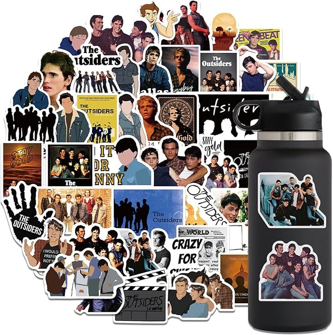 50pcs Outsider Stickers for Teens Adult, Waterproof Vinyl Movie Decal for Water Bottle Skateboard Guitar Travel Case Bike Laptop,Car Bumper,Luggage,Phone (out50)