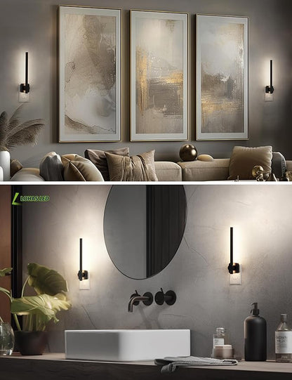 L LOHAS LED Night Light, Dimmable Night Lights Plug into Wall 0-200LM, Dusk to Dawn Sensor, 2W Bathroom Night Lights, Daylight 5000K, Modern Black Plug in Nightlight for Mirror Restroom,1Pack