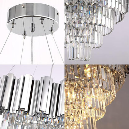Modern Crystal Chandelier Lighting Chrome 5-Tier Chandeliers 9 Light Contemporary Ceiling Light Fixture for Dining Room Foyer Kitchen Living Room 27.5"