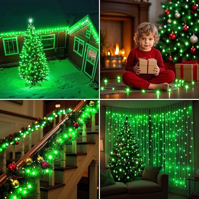 St Patricks Day Decorations String Lights 2 Pack Green Solar Lights Outdoor Waterproof Total 144FT 400LED Christmas Fairy Lights 8 Modes for Halloween Xmas Irish St. Patrick's Day Decor (Green-2 Pack)