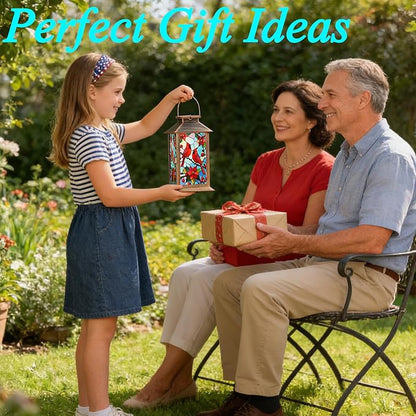 Solar Lanterns Outdoor Waterproof,Garden Decor Metal Hanging Decorative Solar Lights,Mothers Day Gifts,Birthday Gifts for Women Mom Grandma,Gardening Gifts for Yard,Patio, Lawn,Tabletop(Cardinal)