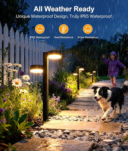 Brighter Solar Pathway Lights Outdoor, 6 Pack Dual-Head Solar Lights Outdoor Waterproof with 12 Head & 24 LED, Solar Powered Garden Light for Yard Path Walkway Driveway Sidewalk
