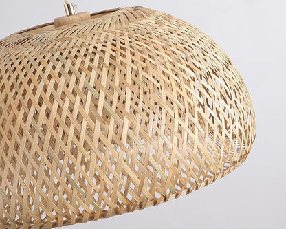 Bamboo Large Pendant Light Fixture 17.8 inch One-Light Adjustable Rustic Basket Handmade Woven Pendant Lighting for Kitchen Island Farmhouse Dining Room Living Room