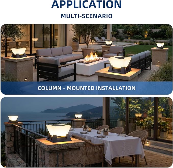 Outdoor Post Lights, 11" Hard Wired Pillar Light, IP54 Waterproof Column Lamp E26 LED Bulb Modern Fence Deck Lantern 3000K Outside Landscape Lighting for Patio Garden Backyard Gate Decoration