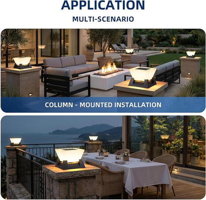 Outdoor Post Lights, 11" Hard Wired Pillar Light, IP54 Waterproof Column Lamp E26 LED Bulb Modern Fence Deck Lantern 3000K Outside Landscape Lighting for Patio Garden Backyard Gate Decoration
