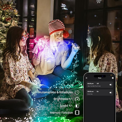 Brizled Smart Cluster Christmas Lights, 19.68FT 200 LED WiFi Cluster Fairy Lights, App Controlled RGB Color Changing Christmas Lights Works with Alexa Google Home for Holiday Xmas Party Indoor Outdoor