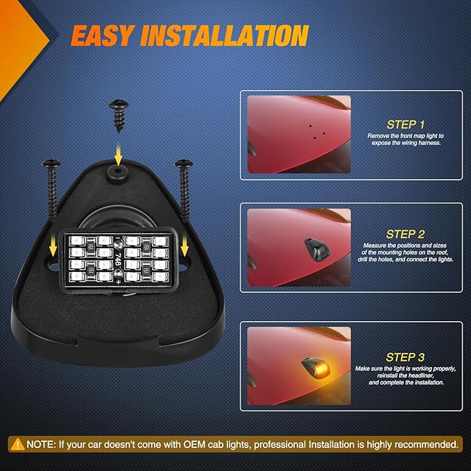 Nilight LED Cab Marker Lights 5 PCS 16 LED Smoke Lens Amber Clearance Roof Running Light Compatible with 1999-2016 Ford E150 E250 E350 E450 E550 F150 F250 F350 F450 F550 Super duty