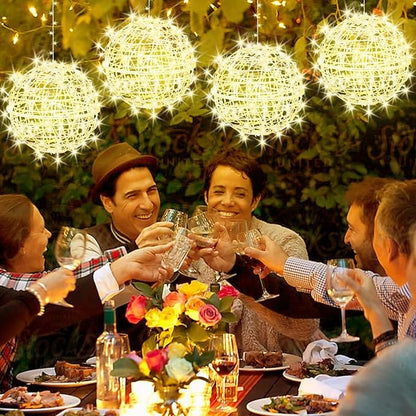 Baung Christmas String Lights Outdoors,4 Pack 15.74" Sphere Lights,Ball Tree Garden Globe Lights for Home, Party, Christmas, Porch Patio,Wedding, Garden,Tree Decoration with Plug