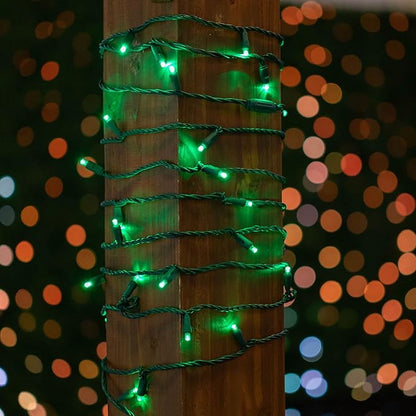 Novelty Lights 50ft 100 LED Green Christmas Lights Outdoor/Indoor, 6" Spacing, Green Wire String Lights for Festive Xmas Lighting, IP55, UL Listed, Dimmable, Connectable