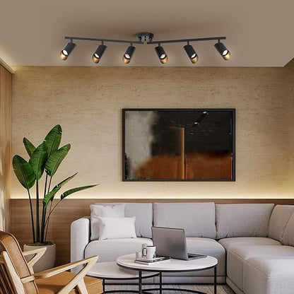 Globe Electric Foldable 6-Light Track Ceiling Light, Matte Black, Pivot Shades, GU10 Sockets