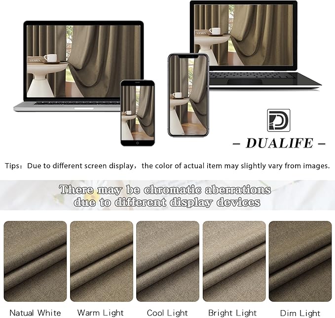 DUALIFE Faux Linen Full Blackout Curtains Vertical Drapes for Patio Sliding Glass Door,Back Tab Pinch Pleated Window Treatment Curtains,W84 x L96,2 Panels Set,Chocolate Brown