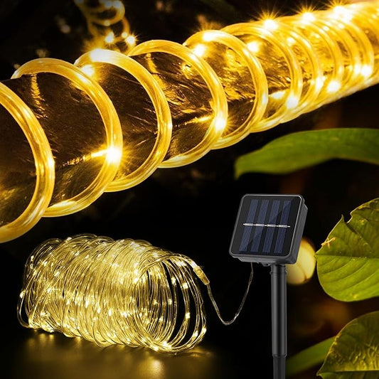 WIND STAR Solar Rope Light, 39FT 100 LEDs Fairy String Light Solar Powered, 8 Modes IP65 Waterproof Tube Light Decorative for Balcony Patio Garden Fence Camping, Warm White