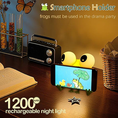 YR YRHH-PET Frog Night Light, Kids Squishy Cute Lamp, Big Eyes Frog Gifts, Rechargeable Dimmable Bedside Nightlight, Silicone LED Funny Light Up Animal for Boy Girls Baby Nursery College Dorm Decor