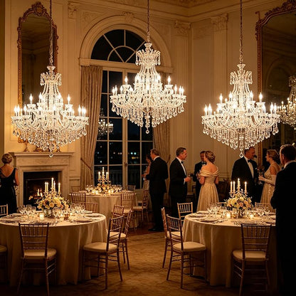 Large Crystal Chandeliers 25-Lights for High Ceiling Living Room, D48 inch Transparent Crystal Chandelier Light Fixtures Lighting for Foyer Staircase,Lobby (Eatra Large 25 Lights)