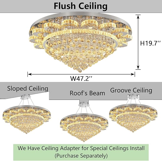 HAIXIANG Modern Chandelier Living Room Light Large Luxury Chandeliers for High Ceiling Foyer Entryway Lights Dimmable 110W LEDs Crystal Silver Lighting Fixtures