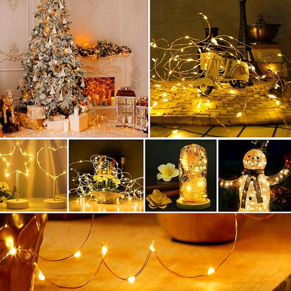 ZGWJ Fairy Lights Battery Operated, 50 Pack Twinkle String Lights 20 LED 7FT 3 Lighting Modes for Bedroom Decor, Easter, Halloween, Christmas, Party Indoor and Outdoor Decoration Warm White